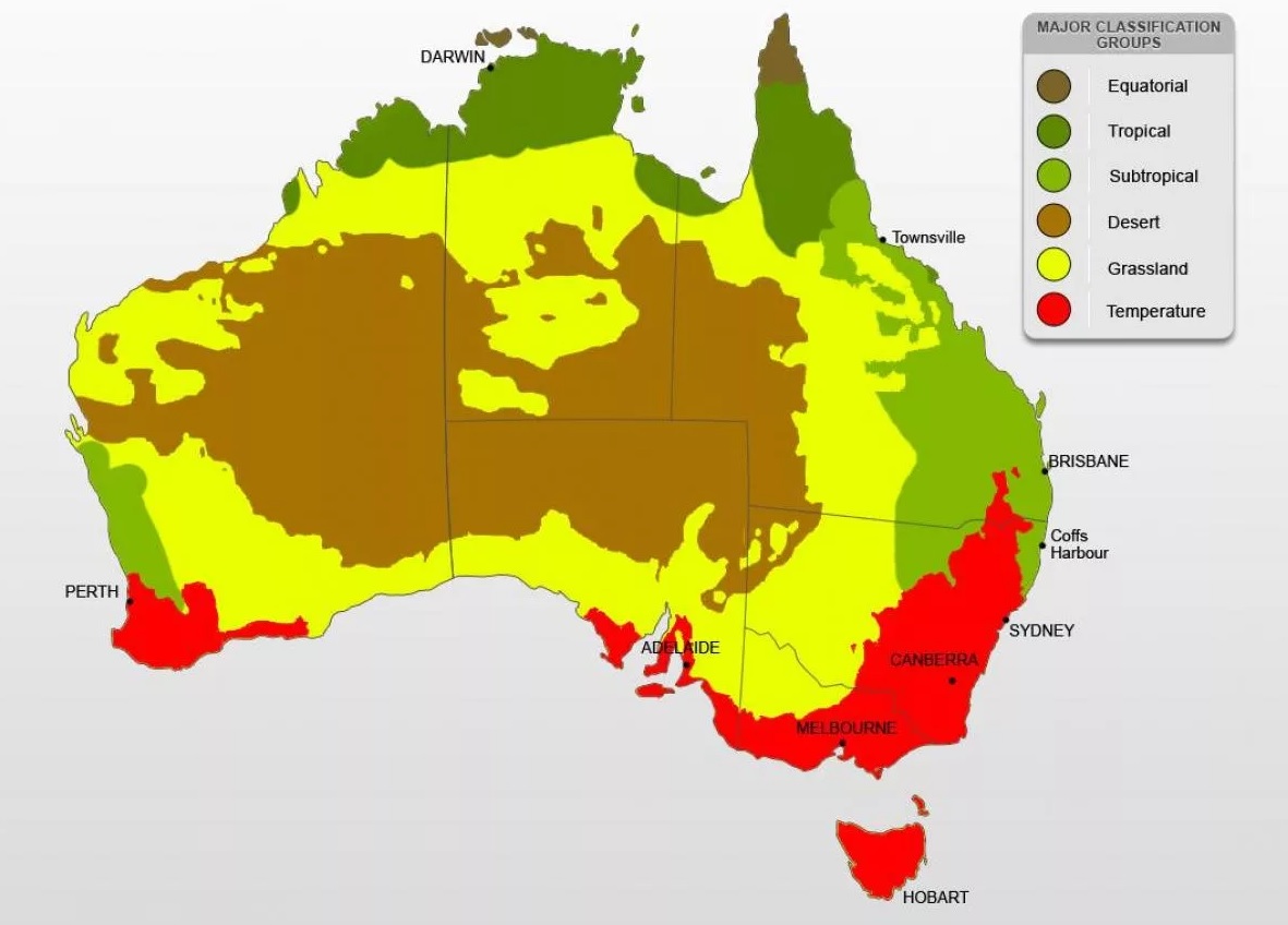Карта климатических поясов австралии