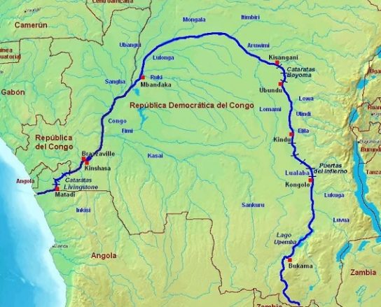 Река Конго на карте