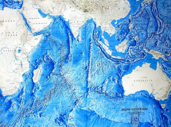 Карта рельефа дна Индийского океана