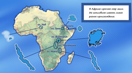 Озера Африки на карте