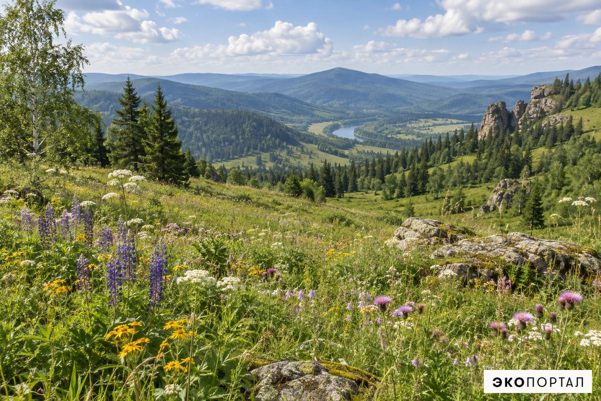 Редкие растения на горном лугу Кузбасса